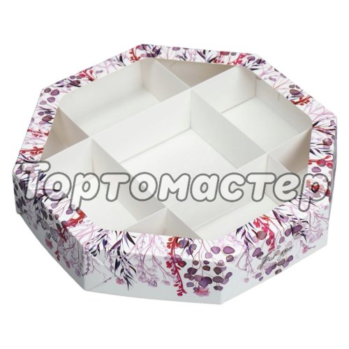 Коробка для сладостей с окном "Фиолетовое цветение" 29х29х5 см 9132668