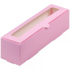 Коробка для макарон с окном розовая 21x5,5x5,5 см 080286