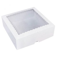 Коробка для печенья/конфет с окном белая 20х20х7см 