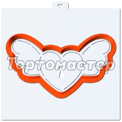 Вырубка пластиковая и трафарет LUBIMOVA Сердце с крыльями LC-00011234