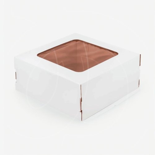 Коробка для торта с окном белая 30х30х13 см GKW 300*300*130