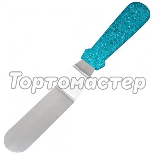 Лопатка (спатула) изогнутая с голубой пластиковой ручкой 10 см 4708554