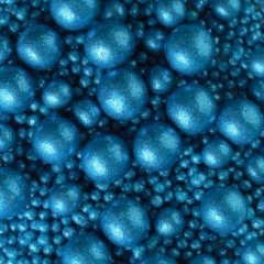 Посыпка кондитерская из дутого риса жемчуг блестящий "Синий микс" 50 г 702