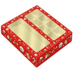 Коробка на 8 конфет и шоколадную плитку с окном "Сладкий подарок" КУ-616