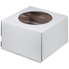 Коробка для торта с окном белая 26х26х18 см 012900