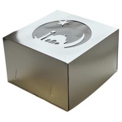 Коробка для торта с окном "Мечеть" серебро 30х30х19 см 016114