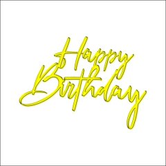 Топпер акриловый "Happy Birthday" Пропись тонкий Золото 10х8 см ТСК74