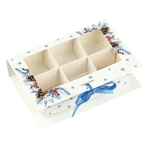 Коробка на 6 конфет с окном "Шишки" 14,5х9,5х3,5 см 10531952