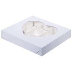 Коробка на 9 конфет с окошком "Сердце" Белая 050001 ф 