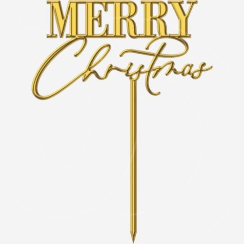 Топпер декоративный акриловый "Merry Christmas" Золото 9х12 см ТСК396