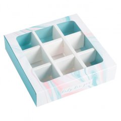 Коробка на 9 конфет с окошком «Голубой мрамор» 6030106
