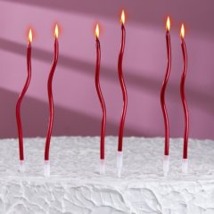 Свечи декоративные Серпантин Красный рубин 12 см 6 шт 7597549