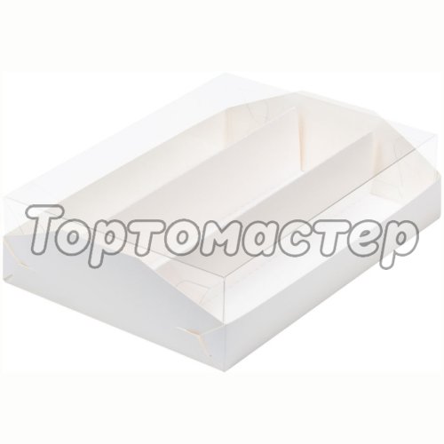 Коробка для 18 макарон с прозрачной крышкой и ложементом белая 080380 ф