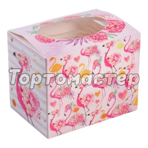 Коробка для угощений с окошком "Фламинго" 2712948