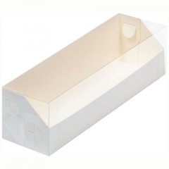 Коробка для 6 макарон с прозрачной крышкой белая 19x5,5x5,5 см 080360 ф