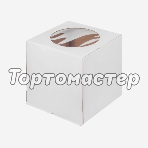 Коробка для торта с окном белая 24х24х30 см 19110