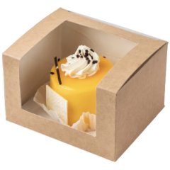 Коробка для сладостей с окном крафт 13х11х8 см