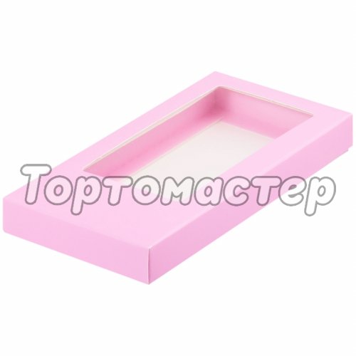 Коробка для шоколадной плитки розовая 18х9см 60717