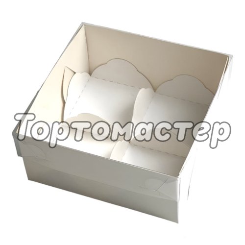 Коробка для 4 моти с прозрачной крышкой белая 12х12х5,5 см 70901
