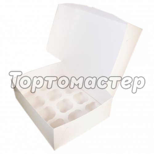 Коробка на 12 капкейков Белая Cup12