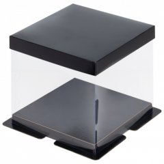 Коробка для торта чёрная 23,5х23,5х22 см 022004