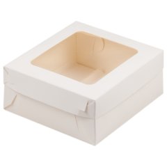 Коробка на 3 эклера с окном белая 14х13х6 см 070190