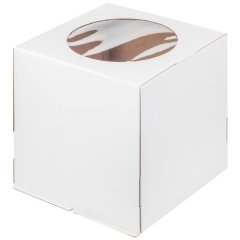 Коробка для торта с окном белая 24х24х30 см 19110