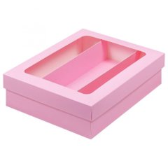Короб для макарон с окошком 21x16,5x5,5 см Розовый 080255 ф