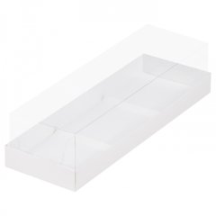 Коробка на 3 пирожных с пластиковой крышкой Белая 26х8,5х6 см 070520 ф