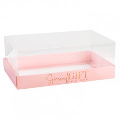 Коробка для сладостей с прозрачной крышкой "Подарок" 22х8х13,5 см 4807277