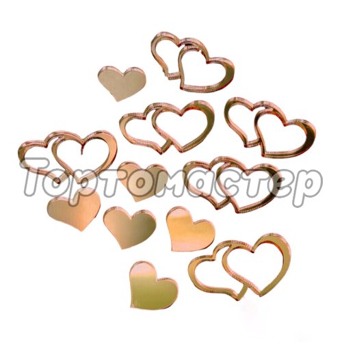 Топпер декоративный Сердечки Золото 6 шт 03557-1