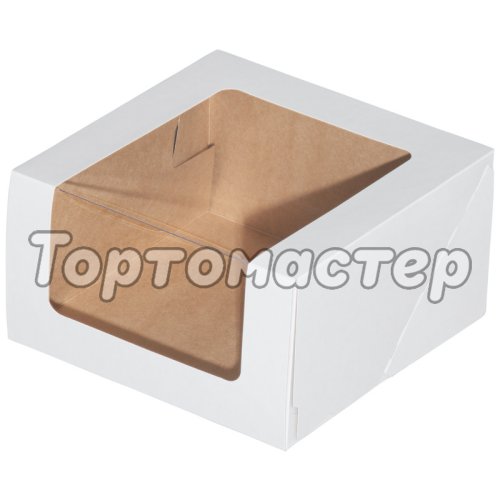 Коробка для торта с большим окном Белая ForGenika 18х18х10 см ForG SHELF I W W 180*180*100 A