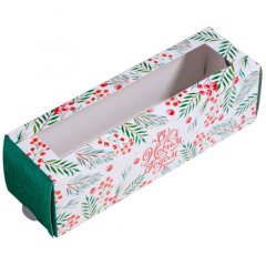 Коробка для макарон с окном "Happy New Year" 18х5,5х5,5 см 5118105
