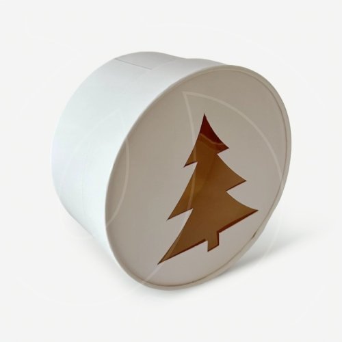 Коробка для торта "Ёлочка" белая 16х8 см 