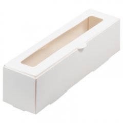 Коробка для макарон с окном белая 21x5,5x5,5 см 080280