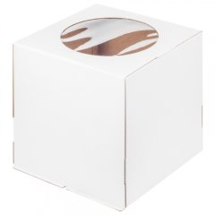 Коробка для торта Белая с окном 28х28х30 см 019130