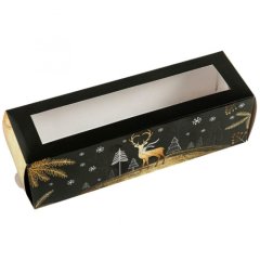 Коробка для макарон с окном "Золотой олень" 18х5,5х5,5 см 3593543