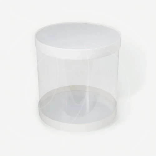 Коробка для торта тубус белая 14х14 см 